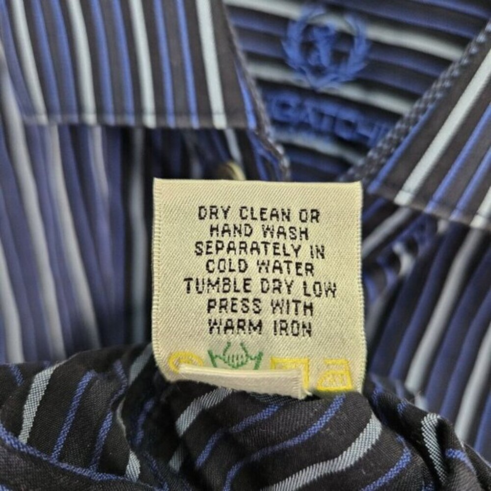 Bugatchi Uomo Dress Shirt Classic Fit Blue White Striped Long Sleeve Men's Sz M - Picture 6 of 10